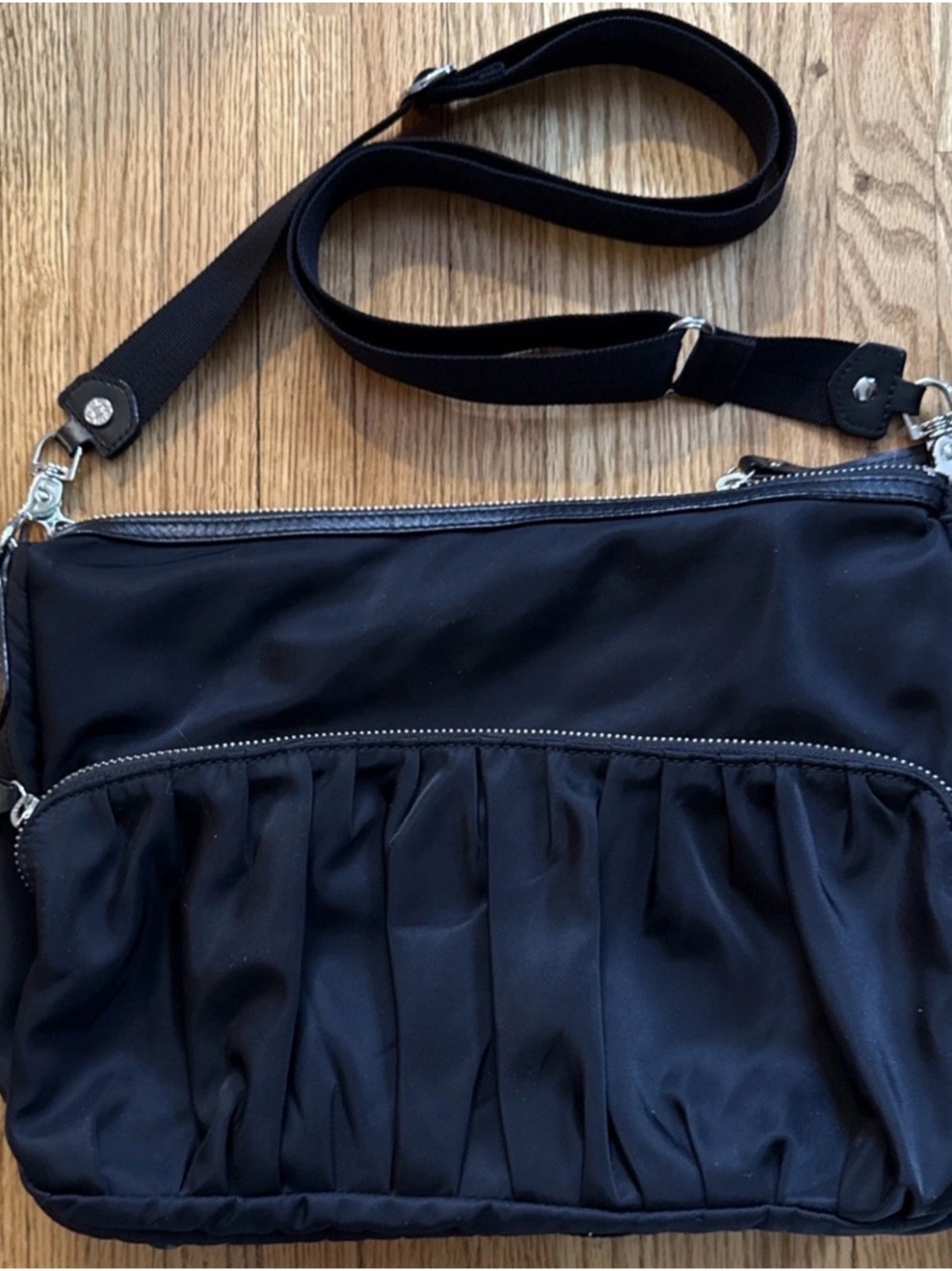 MZ Wallace Crossbody Bag Nylon Leather Front Pockets Adjustable Strap